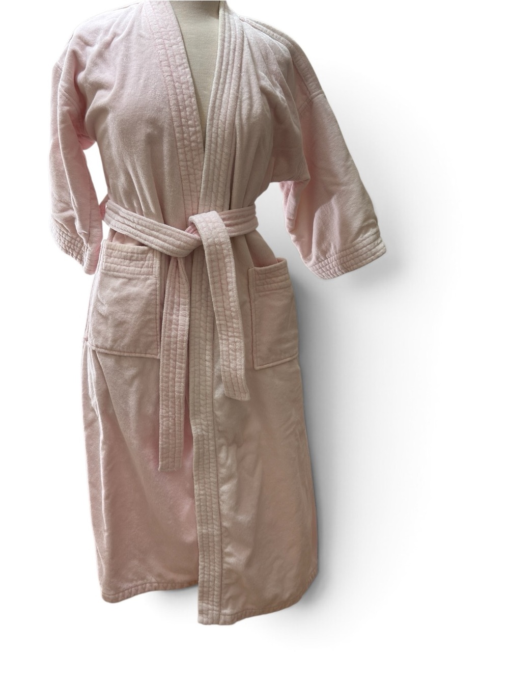 Vintage Heather Lane Pink Cotton Terry Cloth Robe Made in Brazil Belted Medium